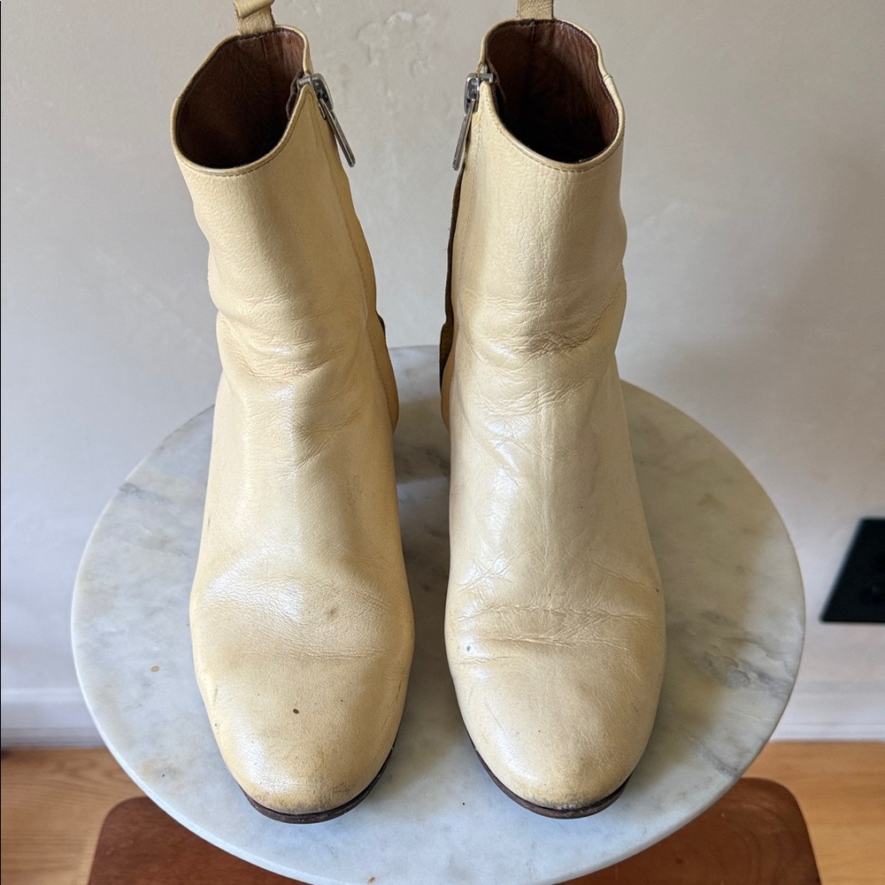 Isabel Marant Cream Leather Ankle Booties - Picture 4 of 5